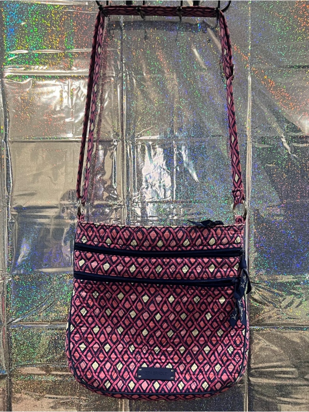 Vera Bradley Pink Crossbody Bag Multi Pocket Travel Everyday Purse